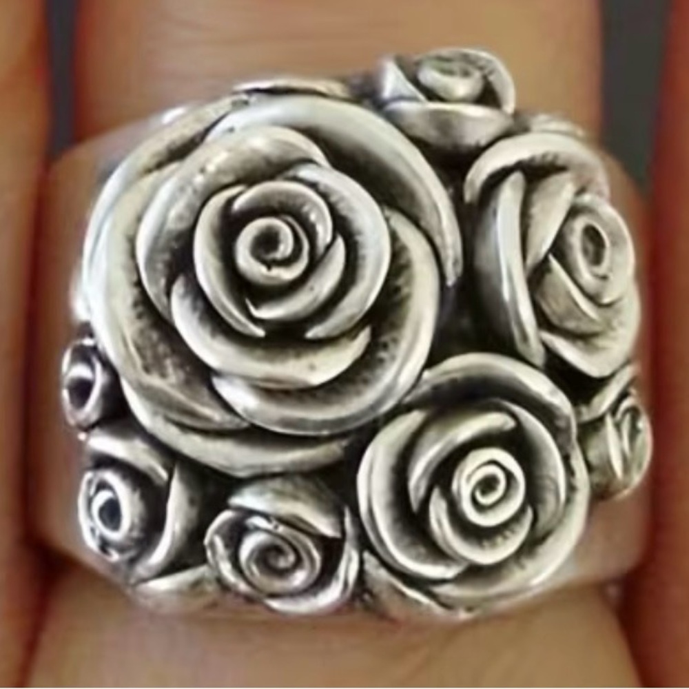 Elegant Silver Rose Ring white gold plated - Picture 2 of 4